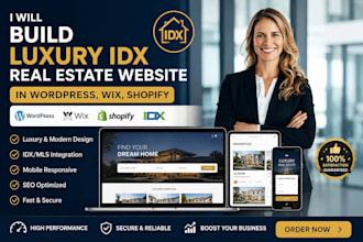 build real estate realtor agent website in wordpress wix shopify idx website