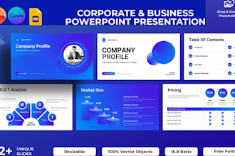 design professional corporate powerpoint, business presentation, company profile