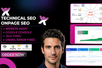 do technical and onpage SEO, website audit, google console indexing, bug fix