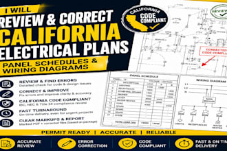 review, correct california electrical plans, panel schedules and wiring diagrams