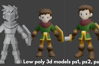 create ps1 ps2 n64 retro low poly 3d models and 3d animations