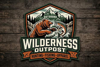 design a bold hunting and fishing logo for your outdoor brand