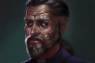 draw a gritty, realistic digital portrait of any character