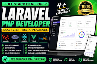 build full stack websites, PHP, laravel developer, saas, ecommerce