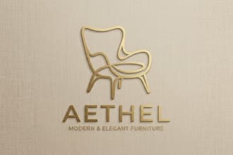 design a modern and elegant chair logo for your furniture brand