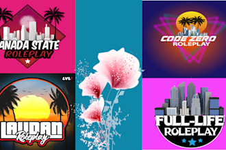 do server logo discord and five star 3d animation 3d design