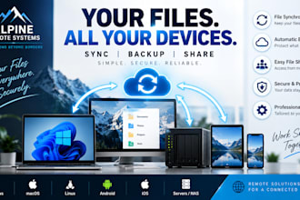 set up file sync backup and data sharing between  computers