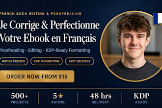 proofread and edit your french ebook, book manuscript, or KDP publication