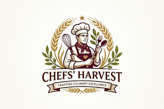 design a professional and appetizing chef logo for your food brand