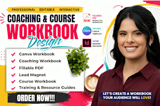design fillable workbook PDF canva workbook coaching or course workbook