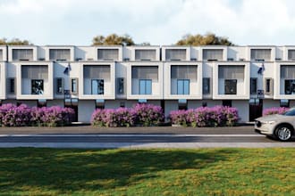 design 3d modern townhouse complex, contemporary architecture,exterior rendering