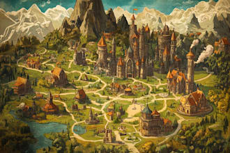 fantasy city map illustration