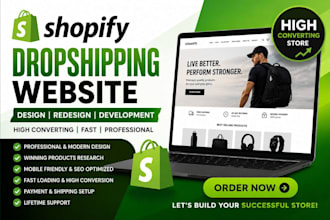 design a shopify dropshipping website, shopify website