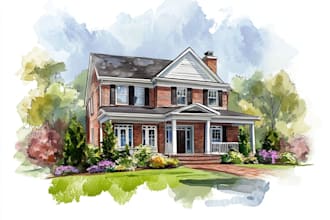 create house and building photo into watercolor art