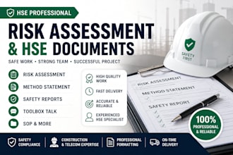 prepare professional risk assessment, method statement and hse documents