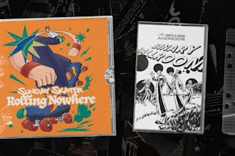 design a funky and playful dynamic album cover art