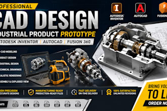 create autodesk inventor, autocad, fusion 360 indutrial product prototype cad