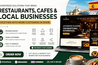 create a professional wordpress restaurant or cafe website in spain