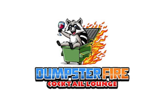design perfect cartoon dumpster fire logo for you