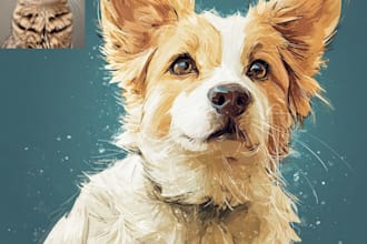 draw custom cute cartoon portrait, cute pet portrait