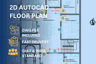 design autocad 2d floor plan for house,villa and apartment with dwg file