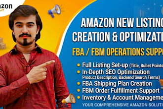 create amazon fbm, fba product listing