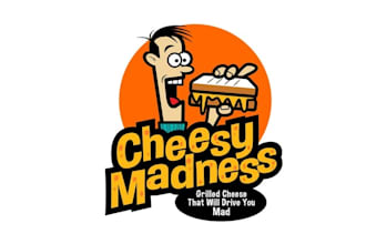 make an eye catching logo for cheesy madness restaurant food