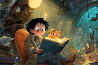 design a magical childrens book cover illustration