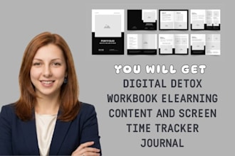 create digital detox workbook elearning content and screen time tracker journal