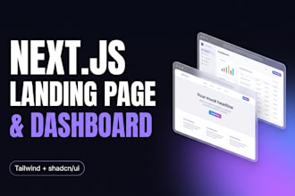 build a nextjs landing page or dashboard with tailwind and shadcn
