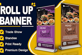 design modern roll up banner, standee and signage design