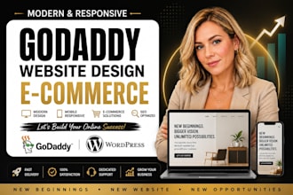 design godaddy website, ecommerce store or wordpress landing page website