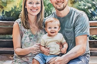 make watercolor family portrait