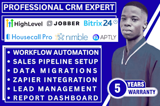 setup housecall pro, jobber, gohighlevel, bitrix24, aptly and nimble CRM