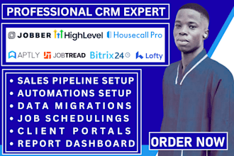setup jobber, gohighlevel, housecall pro, bitrix24, aptly and jobtread