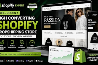 design a high converting shopify dropshipping store, pod store, shopify website