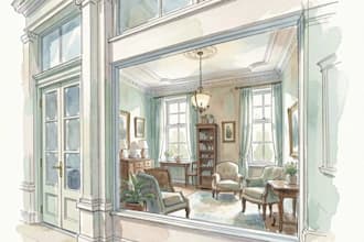 design your interior sketch into a watercolor drawing