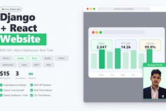 build a responsive django react website with rest API and admin dashboard