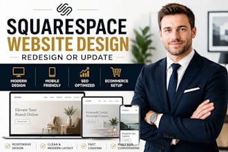 design squarespace website, redesign or update squarespace website