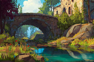 design 2d game concept art background and environment