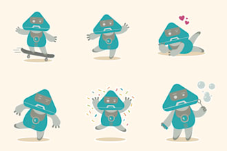 design professional mascot characters with multiple poses