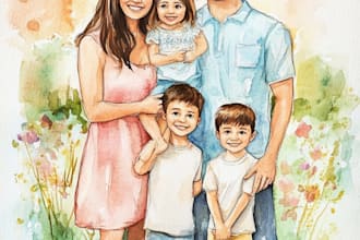 amazing family portrait watercolor portrait