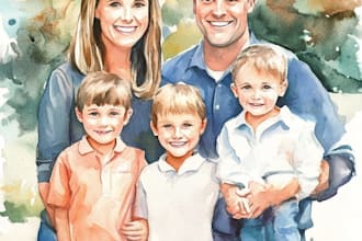 custom watercolor family portrait