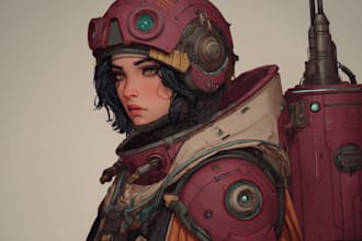 create detailed robot and alien character art