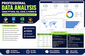 do professional data analysis using python, sql, excel, and power bi
