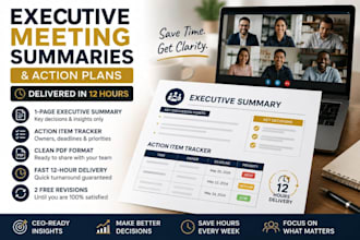 deliver meeting summaries and action plans in 12 hours