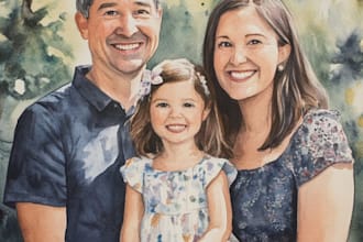 amazing family portrait watercolor portrait