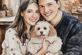 custom watercolor family portrait