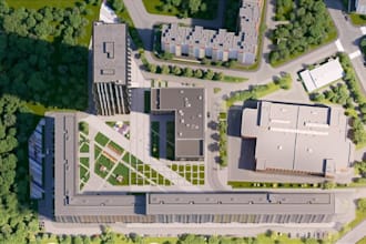 design sports field, gym, fitness center and 3d architectural rendering