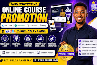 online course promotion kajabi teachable and skool course sales funnel